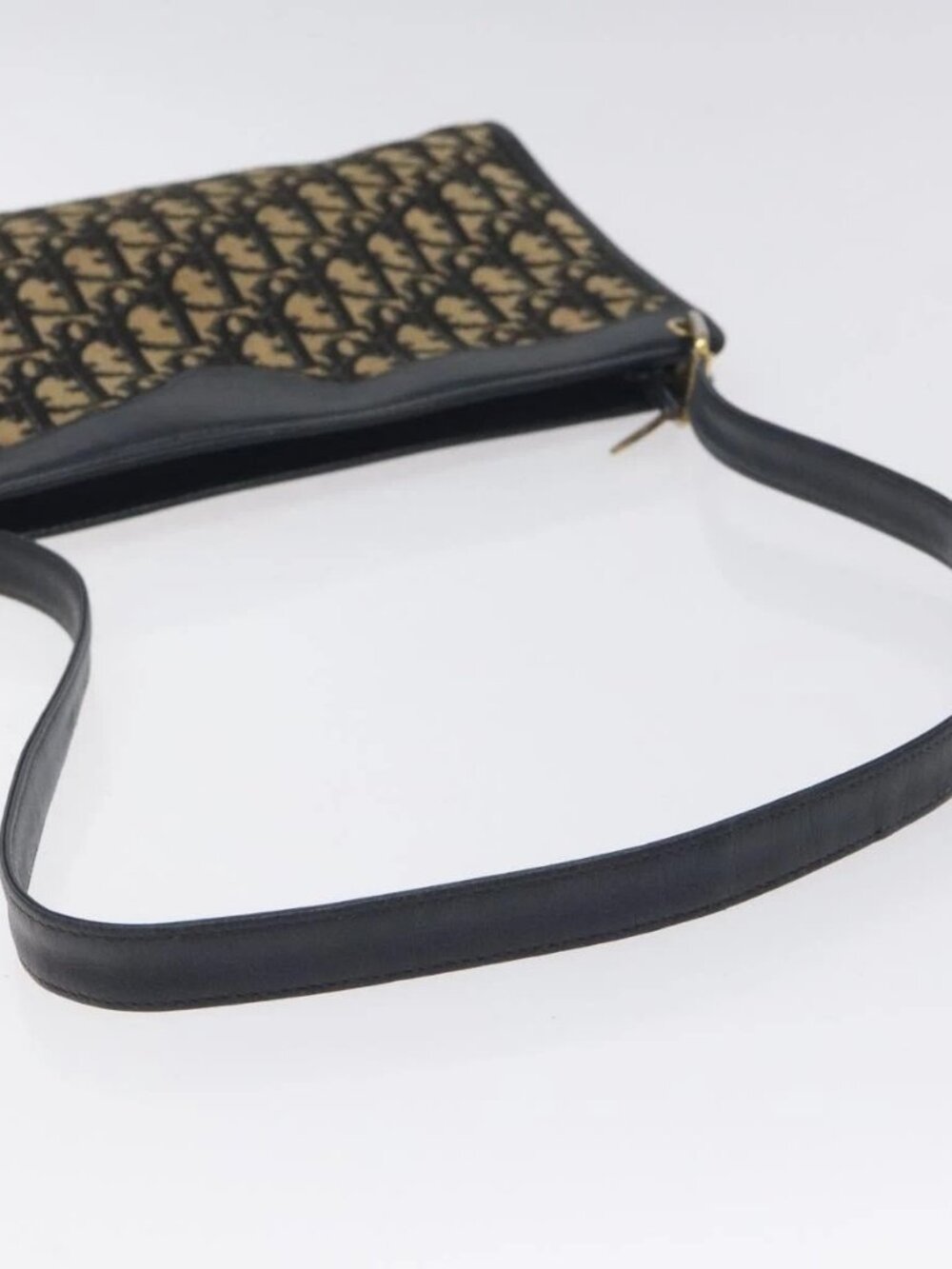 Christian Dior Trotter Canvas Shoulder Bag Navy Gold Auth BA3029 - Picture 8 of 16